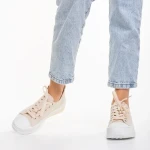 Nathana bézs női tornacipő, textil anyagból készült