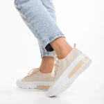 Nathana bézs női tornacipő, textil anyagból készült