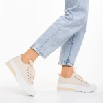 Nathana bézs női tornacipő, textil anyagból készült