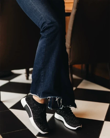 Thiago fekete női sportcipő, textil anyagból készült