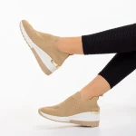 Misima khaki női sportcipő, textil anyagból készült