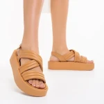 Aryna camel női szandál, műbőrből készült