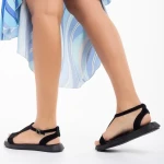 Hexegona fekete női szandál, valódi fordítottbőrből készült