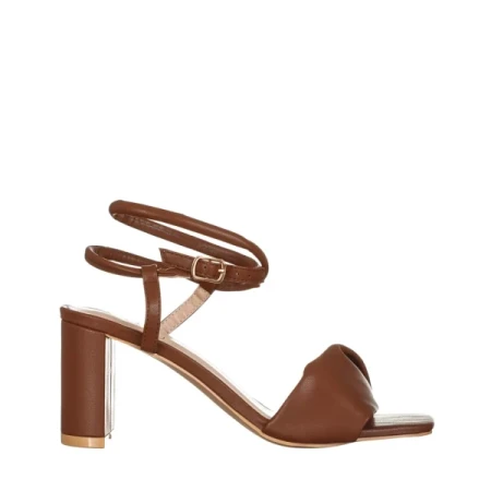 Divina barna női szandál sarokkal, műbőrből készült