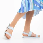 Shahar kék női szandál, műbőrből készült