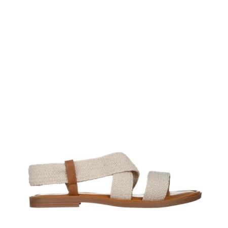 Carie bézs női szandál, textil anyagból készült