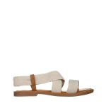 Carie bézs női szandál, textil anyagból készült