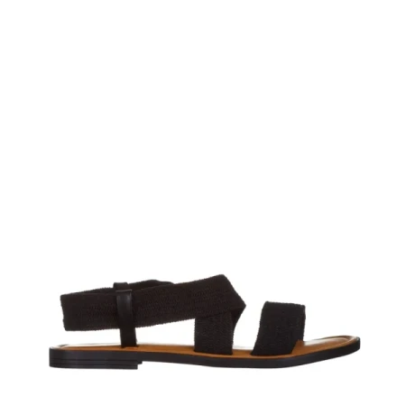Carie fekete női szandál, textil anyagból készült