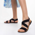 Carie fekete női szandál, textil anyagból készült