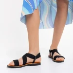 Carie fekete női szandál, textil anyagból készült