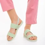 Polly zöld női szandál, textil anyagból készült