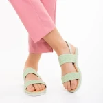 Polly zöld női szandál, textil anyagból készült