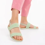 Polly zöld női szandál, textil anyagból készült
