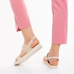 Polly camel női szandál, textil anyagból készült