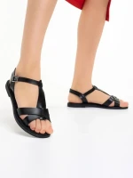 Deisha fekete női szandál, műbőrből készült