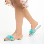 Raylee türkíz női papucs, műbőrből készült