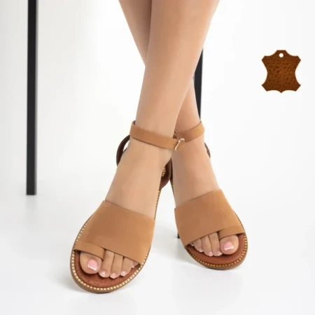 Danessa camel női szandál, természetes bőrből készült