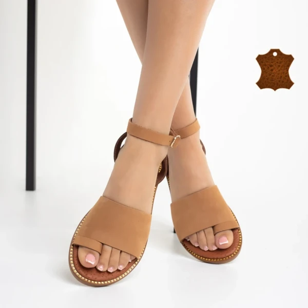 Danessa camel női szandál, természetes bőrből készült