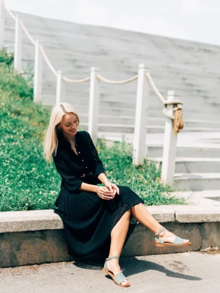 Danessa zöld női szandál, természetes bőrből készült