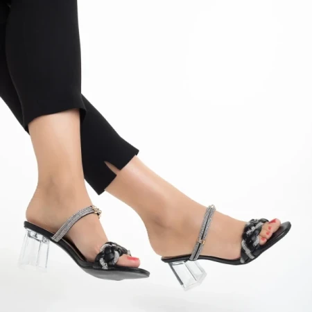 Abriana fekete női papucs, műbőrből készült