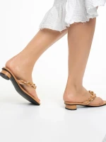 Saprina khaki női papucs, műbőrből készült