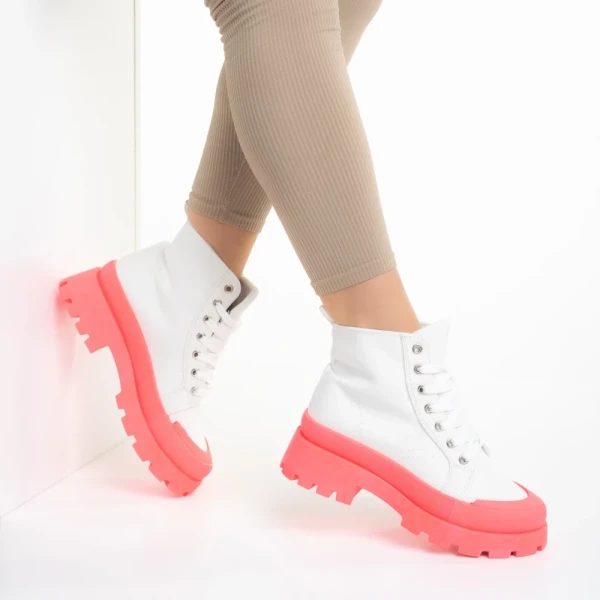 Vanisha fehér és  fukszia női tornacipő textil anyagból