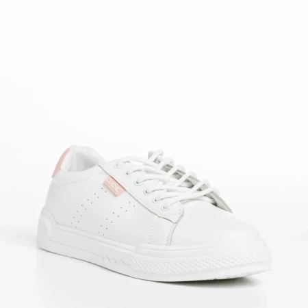 Ruba fehér és rózsaszín női sportcipő, textil anyagból készült