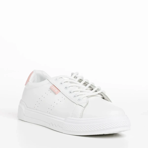 Ruba fehér és rózsaszín női sportcipő, textil anyagból készült