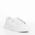 Ruba fehér és rózsaszín női sportcipő, textil anyagból készült