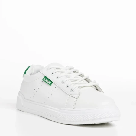 Ruba fehér és zöld női sportcipő, textil anyagból készült