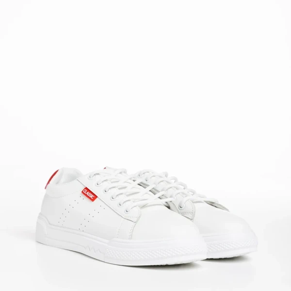 Ruba fehér és piros női sportcipő, textil anyagból készült