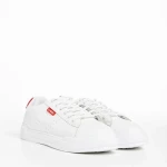 Ruba fehér és piros női sportcipő, textil anyagból készült