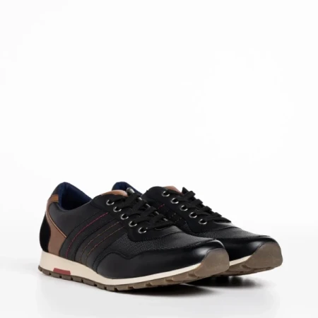 Leonardo fekete férfi sportcipő, műbőrből készült