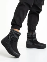 Katara fekete női bokacsizma, textil anyagból készült