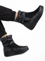 Katara fekete női bokacsizma, textil anyagból készült