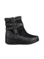 Katara fekete női bokacsizma, textil anyagból készült