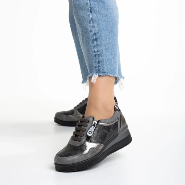 Kaida szürke alkalmi női cipő, műbőrből készült