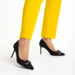 Rosette fekete női cipő, textil anyagból készült