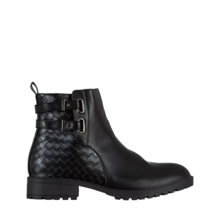 Alandra fekete női bokacsizma, műbőrből készült