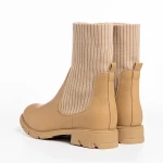 Camryn bézs női bokacsizma, műbőrből és textil anyagból készült