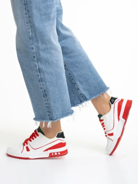 Raela zöld és piros női sportcipő, műbőrből és textil anyagból készült