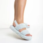 Reneka kék női papucs, szintetikus bundából készült