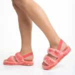 Reneka rózsaszín női papucs, szintetikus bundából készült