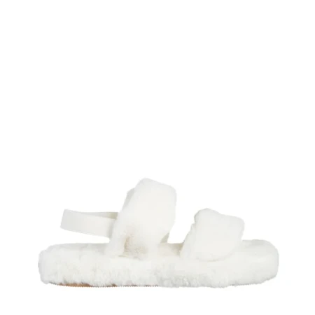 Reneka fehér női papucs, szintetikus bundából készült