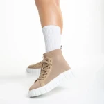 Indya sötét bézs női sportcipő, textil anyagból készült