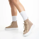 Indya sötét bézs női sportcipő, textil anyagból készült