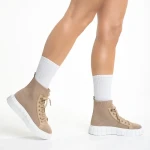 Indya sötét bézs női sportcipő, textil anyagból készült