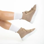 Indya sötét bézs női sportcipő, textil anyagból készült