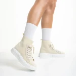 Indya világos bézs női sportcipő, textil anyagból készült