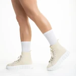 Indya világos bézs női sportcipő, textil anyagból készült